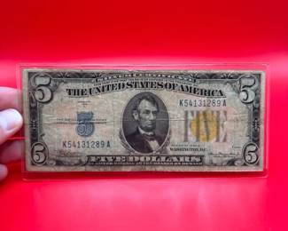 Series 1934 A $5 Yellow Seal Silver Certificate