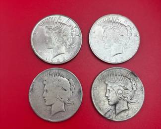Lot Of 4 1923 90 Silver Peace Dollars