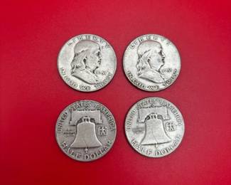 Lot Of 4 Better Date 1951D 90 Silver Ben Franklin Half Dollars