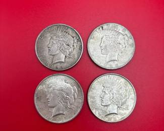 Lot Of 4 90 Silver Peace Dollars
