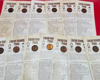 13 LincolnKennedy Vintage Commemorative Pennies