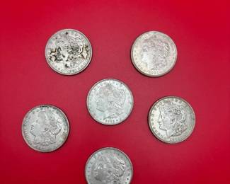 Lot Of 6 90 Silver 1921 Morgan Dollars