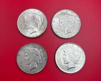 Lot Of 4 1922 90 Silver Peace Dollars