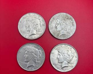Lot Of 4 1924 90 Silver Peace Dollars