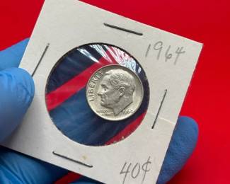 High Grade 1964 90 Silver Roosevelt Dime