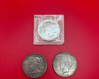 Lot Of 3 1922 90 Silver Peace Dollars