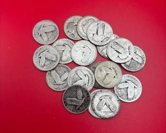 No Dates 90 Silver Standing Liberty Quarters