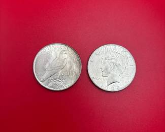 Lot Of 2 1923 90 Silver Peace Dollars