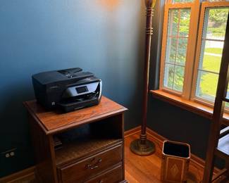 Printer and Wood File Cabinet