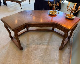 Drexel Heritage Walnut Demilune Curved Writing Desk