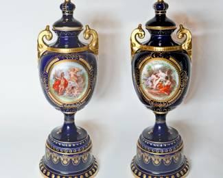 Sevres Style Porcelain Urns 1A