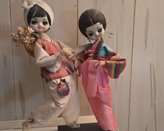 Vintage Bradley Big Eyed Asian Dolls