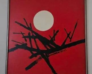 Striking Framed  Signed Abstract Painting
