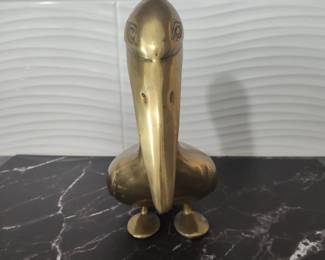 Vintage Solid Brass Pelican Figurine