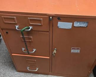 Vintage Orange ColeSteel Filing Cabinet  Safe