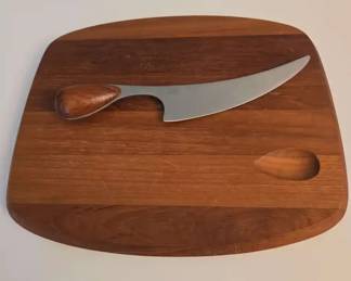 Vintage Dansk Teak CuttingCheese Board and Knife