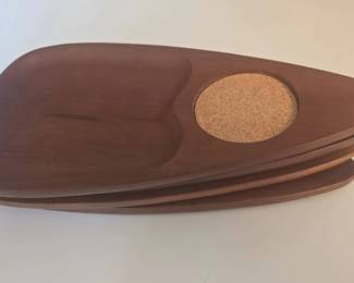 Set of Four 4 Vintage Japanese Sere Wood Snack Trays