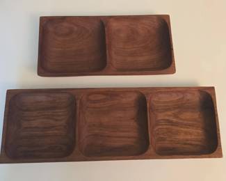 Hand Carved Solid Teak Oblong Partioned Trays