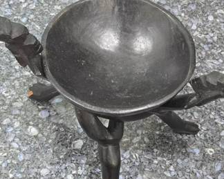 Hand Carved African Wooden Tripod Bowl