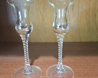 Crystal Glass Braided Stem Taper Candle Holder