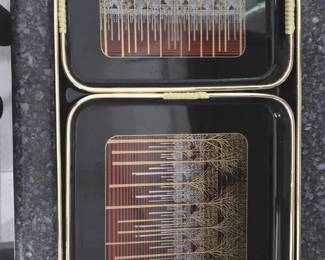 Vintage Japanese Lacquerware 3Piece Tray Set