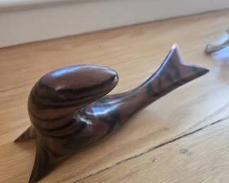 Macassar Ebony Carved Wood SealSea Lion Statue