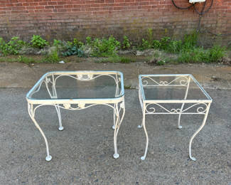 Lot 8: Glass Top Wrought Iron Patio Tables