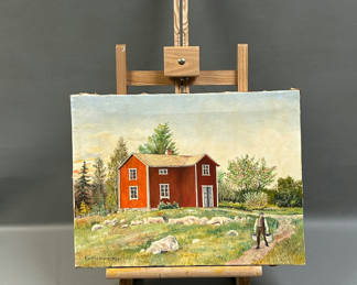 Lot 29: Landscape Oil Painting on Easel