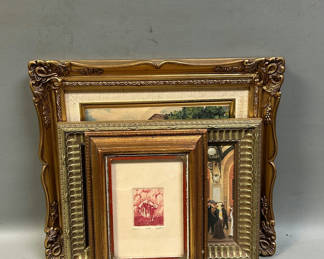 Lot 34: Aquatint Etching with 2 Lithographs