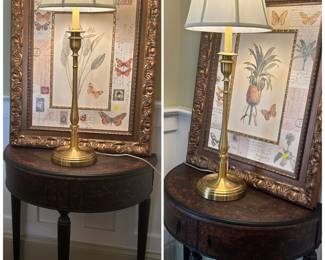 matching sets of demi-lune tables, pictures & lamps