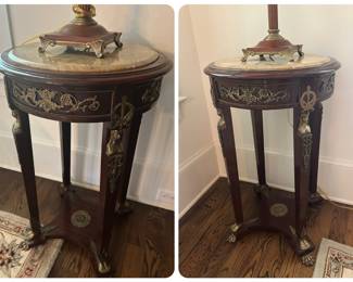 matching marble top pedestals or tall tables ONE pedestal has been SOLD &  the other is still available