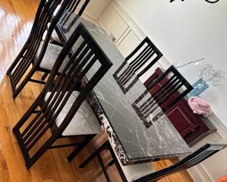 Solid marble dining table
