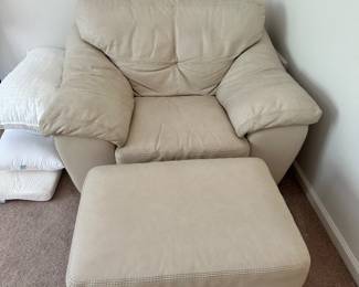 Leather chair and ottoman