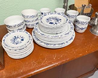 Porsgrund Blue Onion Pattern Dinnerware Set