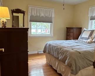 Mahogany Dresser with Mirror and Lamp