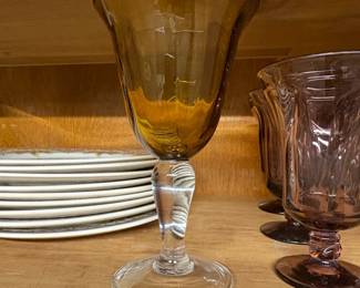 Artland Iris Amber Bubble Glassware Set and Blue Floral Dinnerware second image
