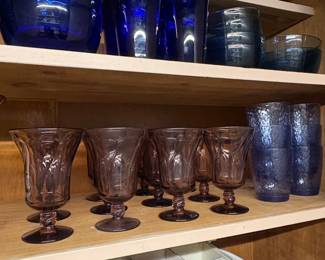 Artland Iris Amber Bubble Glassware Set and Blue Floral Dinnerware third image