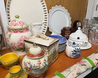 Assorted Decorative Tableware including Italian Ceramic Tureens and Jars