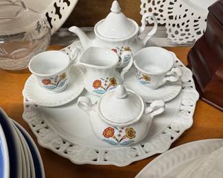 Childrens Porcelain Tea Set with Floral Decoration