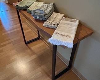 Live Edge Walnut Console Table with Textiles
