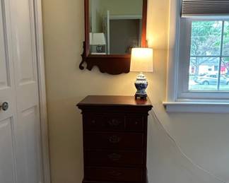 Vintage Queen Anne Style Silverware Chest with Mirror