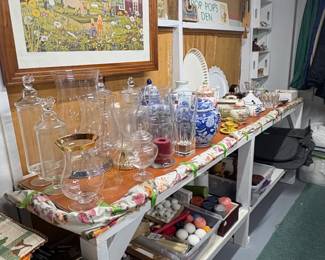 Assorted Decorative Glass Vases and Ceramic Ginger Jars with Chinoiserie and Floral Motifs
