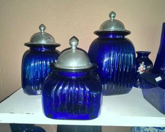 COBALT BLUE CANNISTER JARS