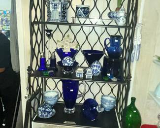BLUE & WHITE PORCELAIN AND COBALT GLASS