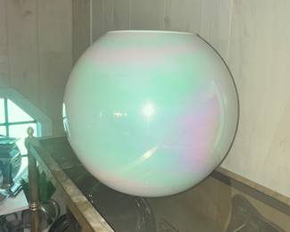 LARGE ROUND IRRIDESCENT GLASS VASE