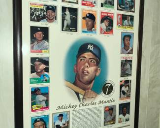 FRAMED MICKEY MANTLE TRADING CARD POSTER