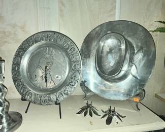 WESTERN PEWTER CLOCK & COWBOY HAT