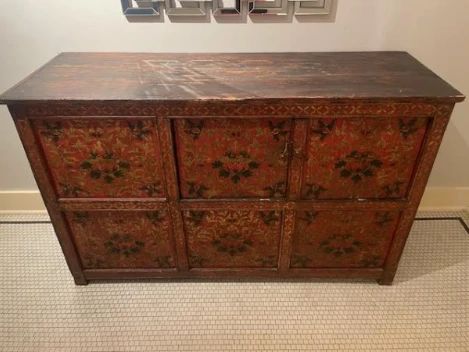 Antique Tibetan cabinet circa 1850 AD. 56" x 19" x 35" $600