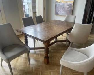 Distressed oak dining table 72" x 42" x 30". Trundle table with (2) 24" extensions asking $600