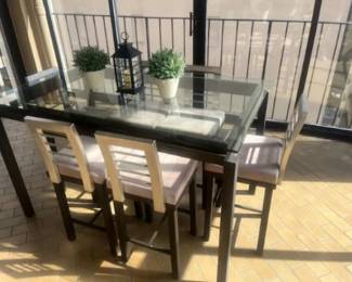 Gibo Creations Canada glass top dining table 5' x 3' x 3' $500